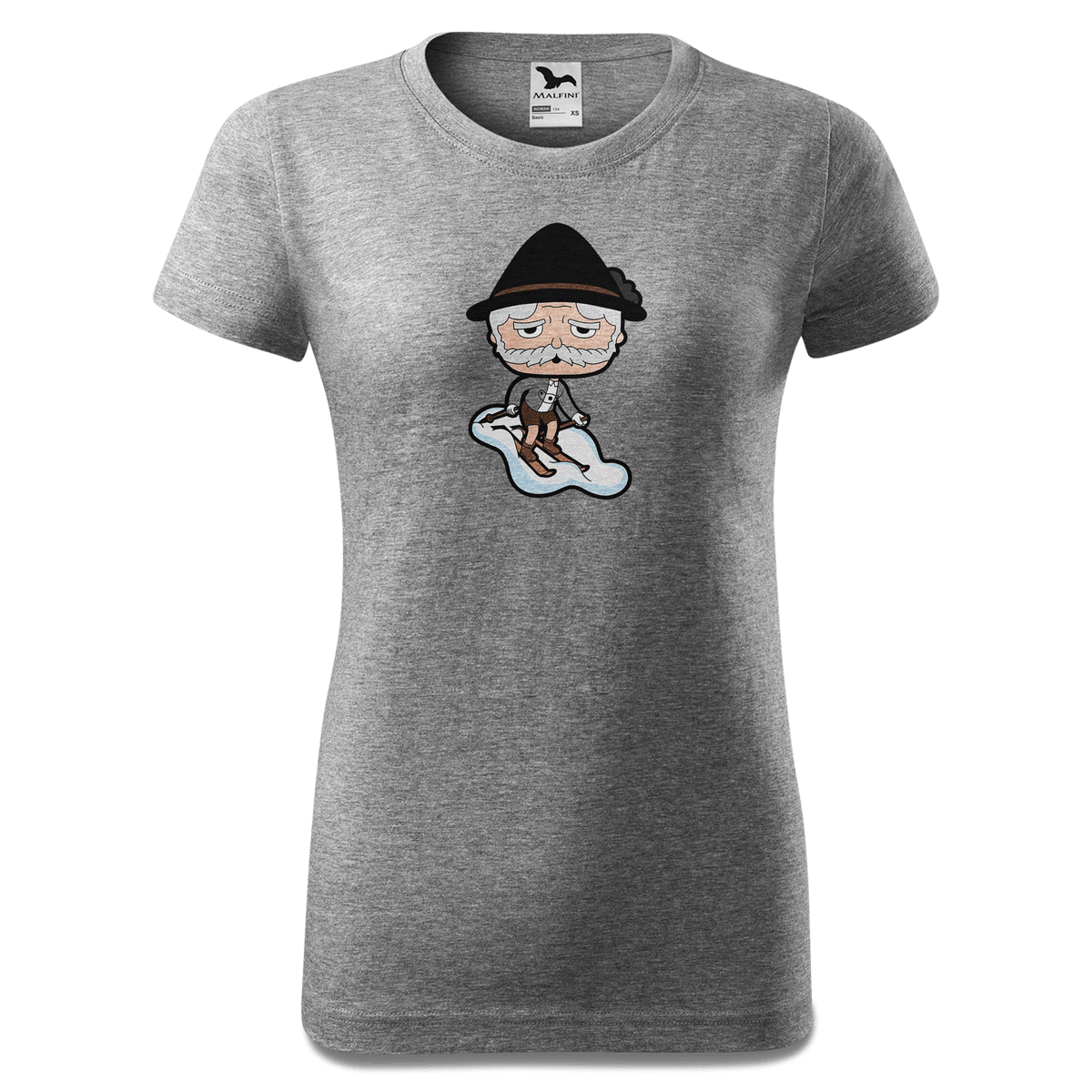 Da Oid Sinzer Skifahrer T Shirt Damen Grau Meliert Schlossberg Front