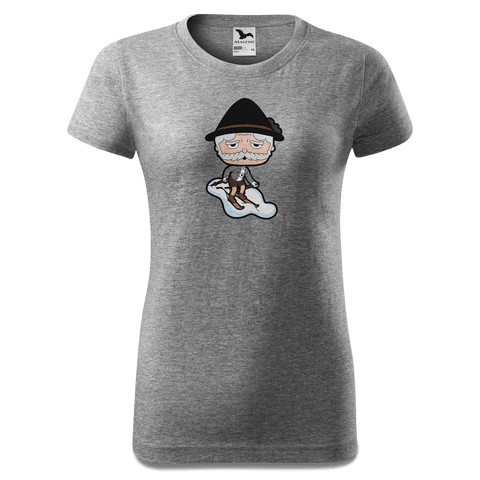 Da Oid Sinzer Skifahrer T Shirt Damen Grau Meliert Schlossberg Front