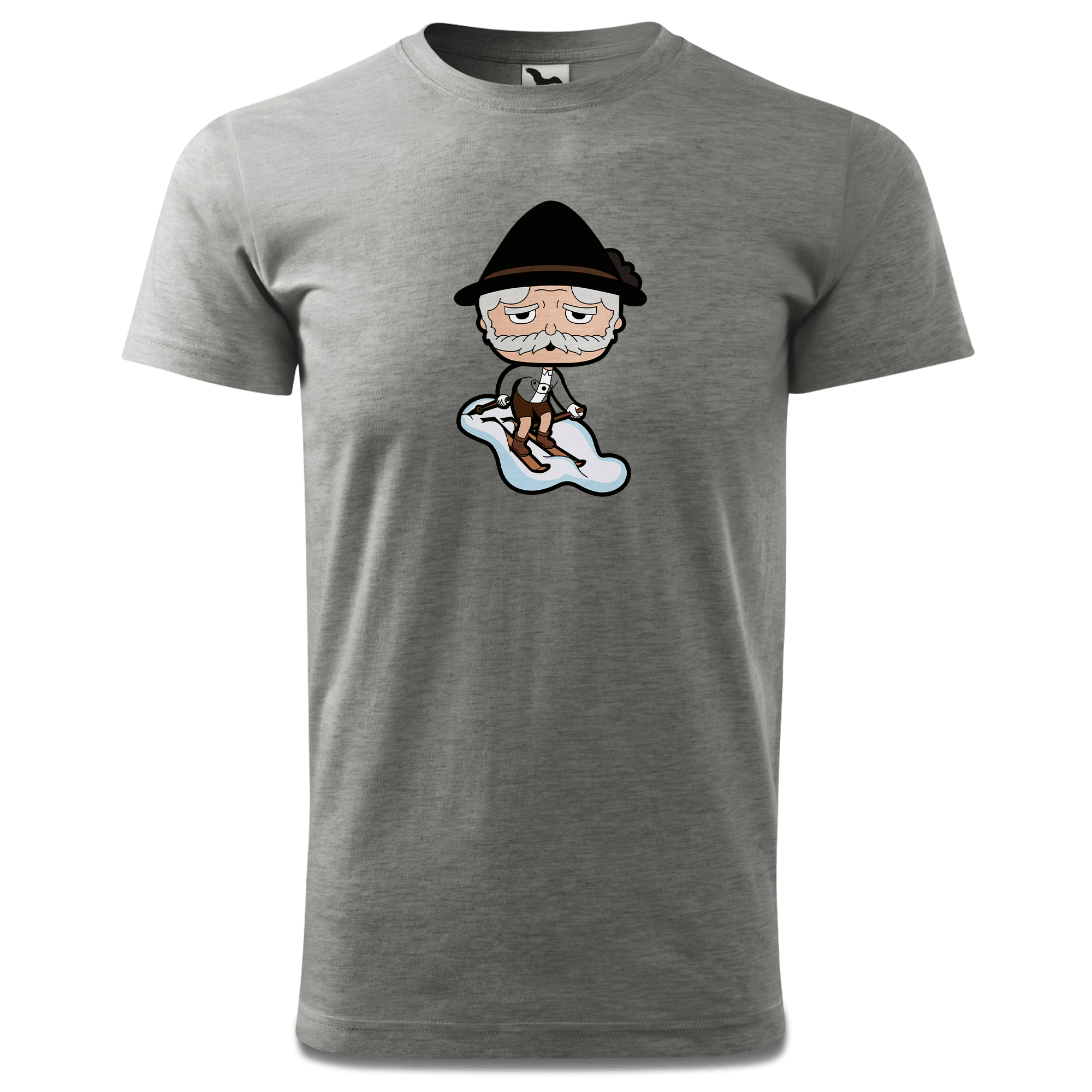 Da Oid Sinzer Skifahrer T Shirt Herren Grau Meliert Hofau Front