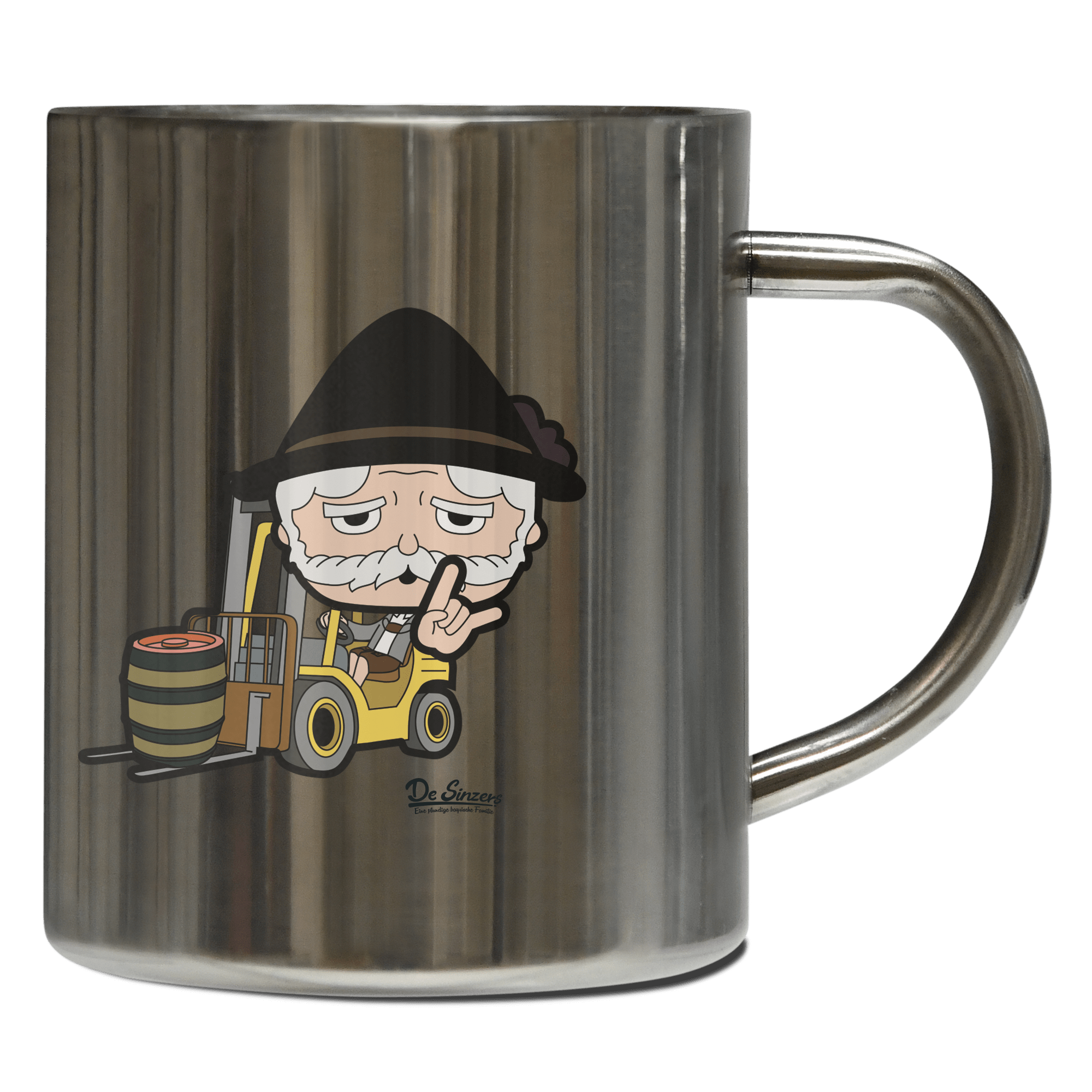 Da Oid Sinzer Staplerfahrer Edelstahl Kaffeetasse 400ml Grosser Arber Front