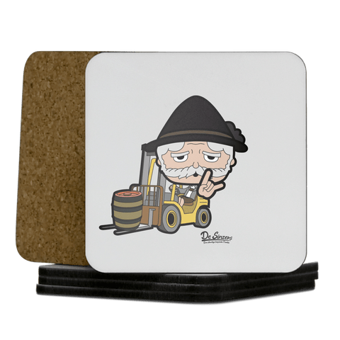 Da Oid Sinzer Staplerfahrer Korkuntersetzer 5er Set 95 x 95 mm Weiss Karkopf Front