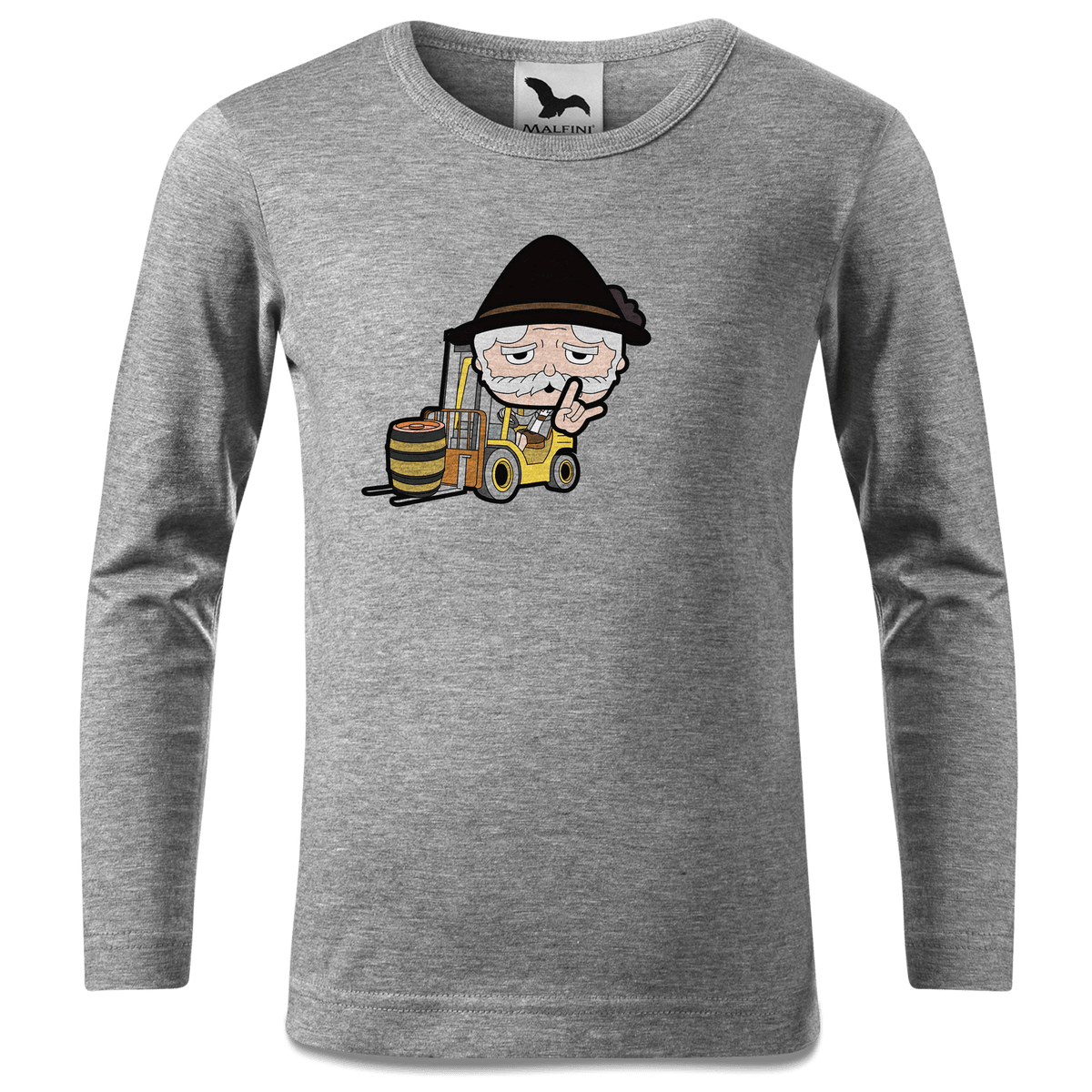 Da Oid Sinzer Staplerfahrer Longsleeve Kinder Grau Meliert Waldering Front