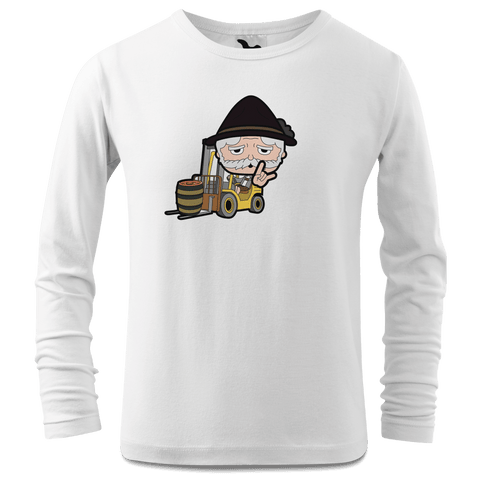 Da Oid Sinzer Staplerfahrer Longsleeve Kinder Weiss Westerndorf Front