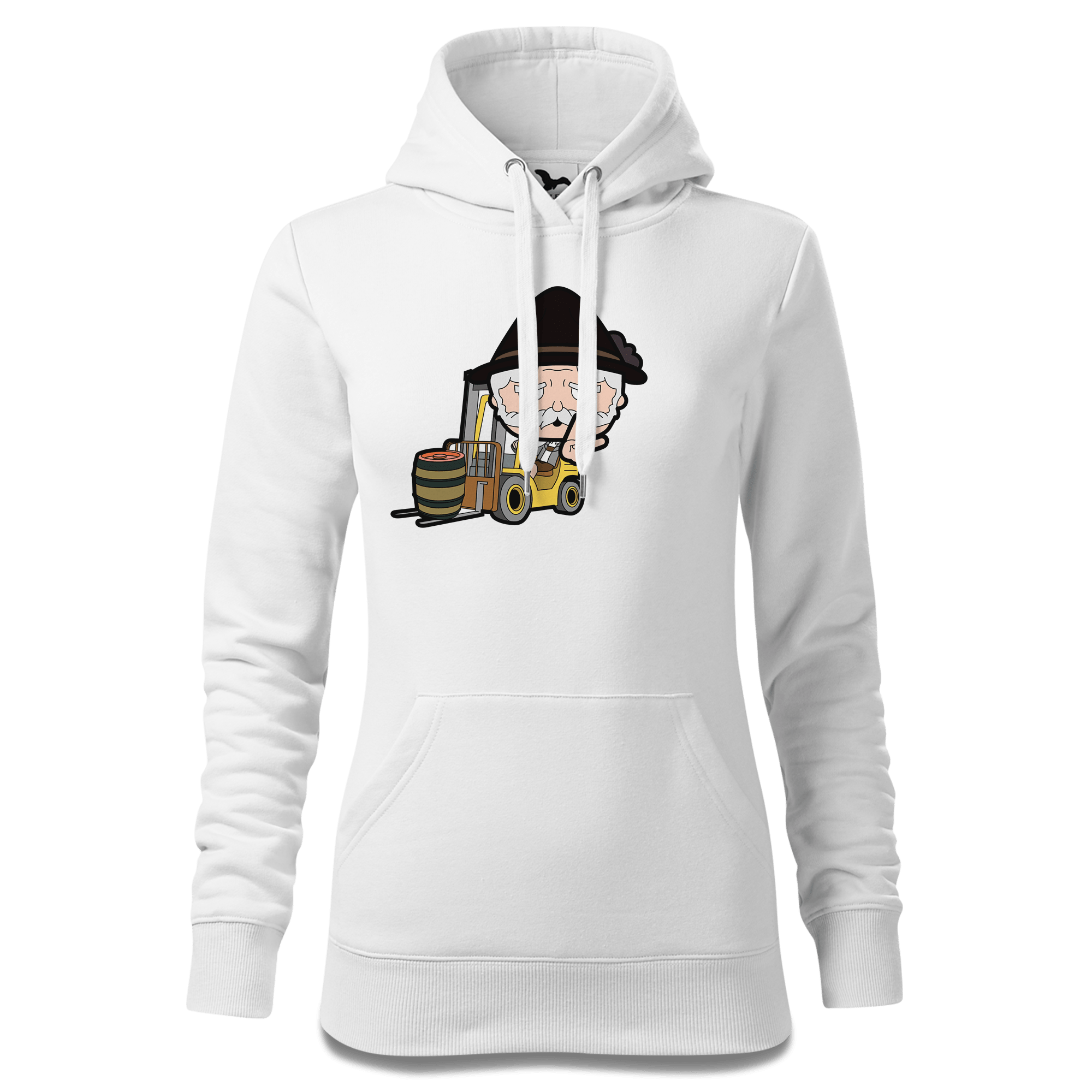 Da Oid Sinzer Staplerfahrer Sweatshirt Hoody Damen Weiss Eckenholz Front