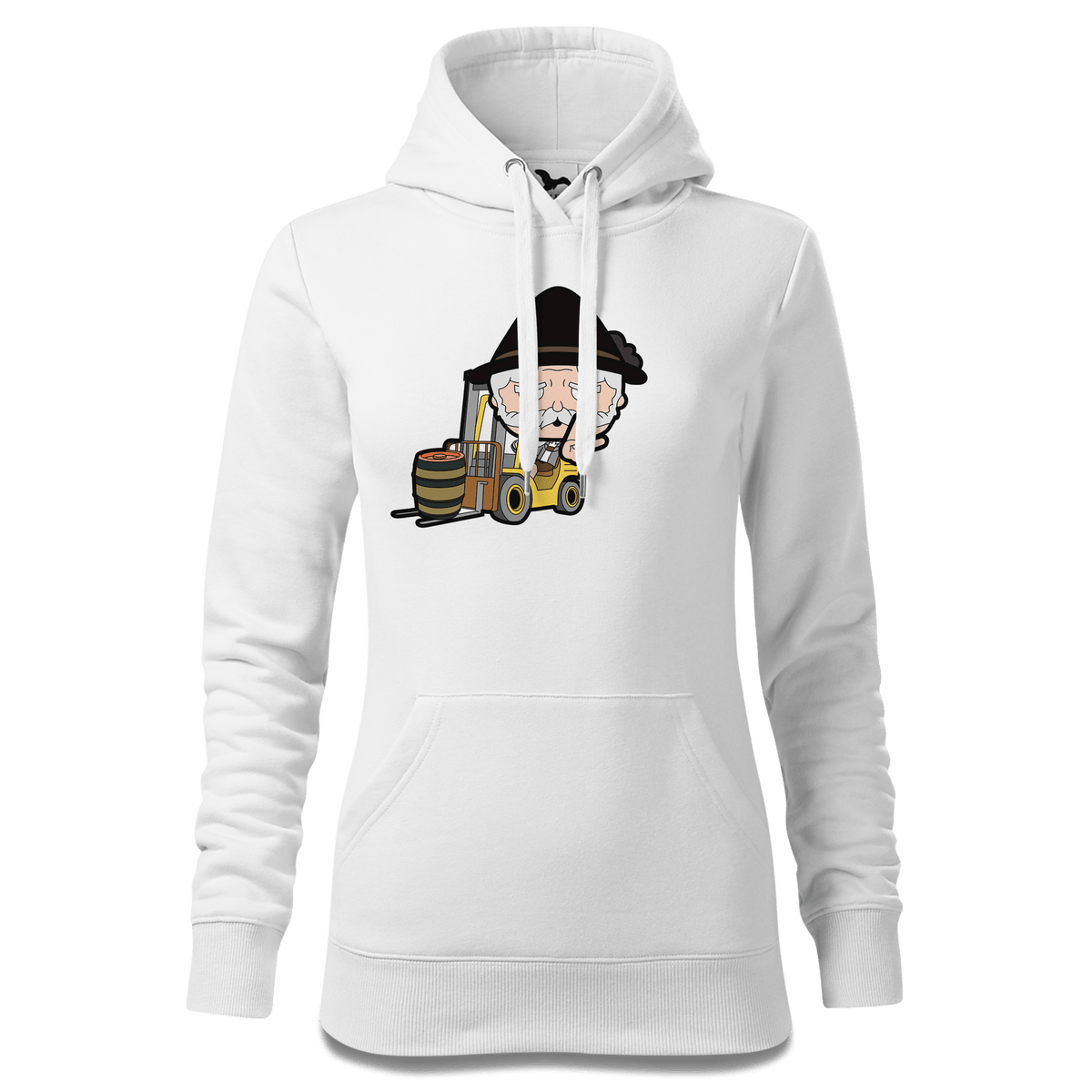 Da Oid Sinzer Staplerfahrer Sweatshirt Hoody Damen Weiss Eckenholz Front