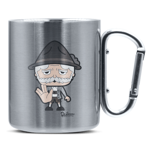 Da Oid Sinzer Star Trek Fingers Edelstahl Kaffeetasse silberer Karabiner 320ml Grosser Traithen Front