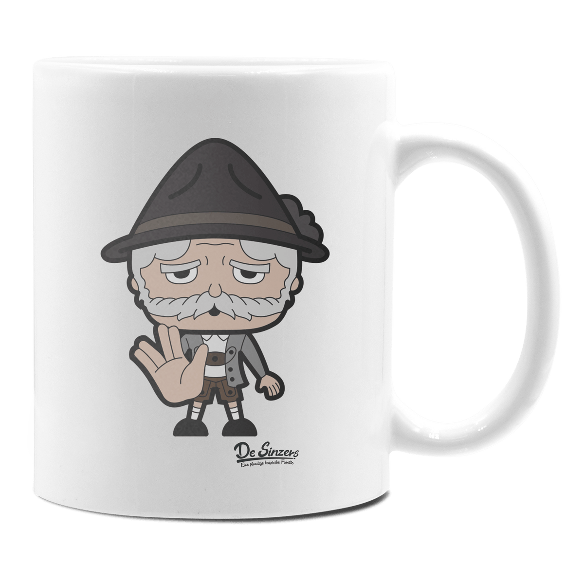 Da Oid Sinzer Star Trek Fingers Keramik Kaffeetasse 330ml Weiss Rampoldplatte Front