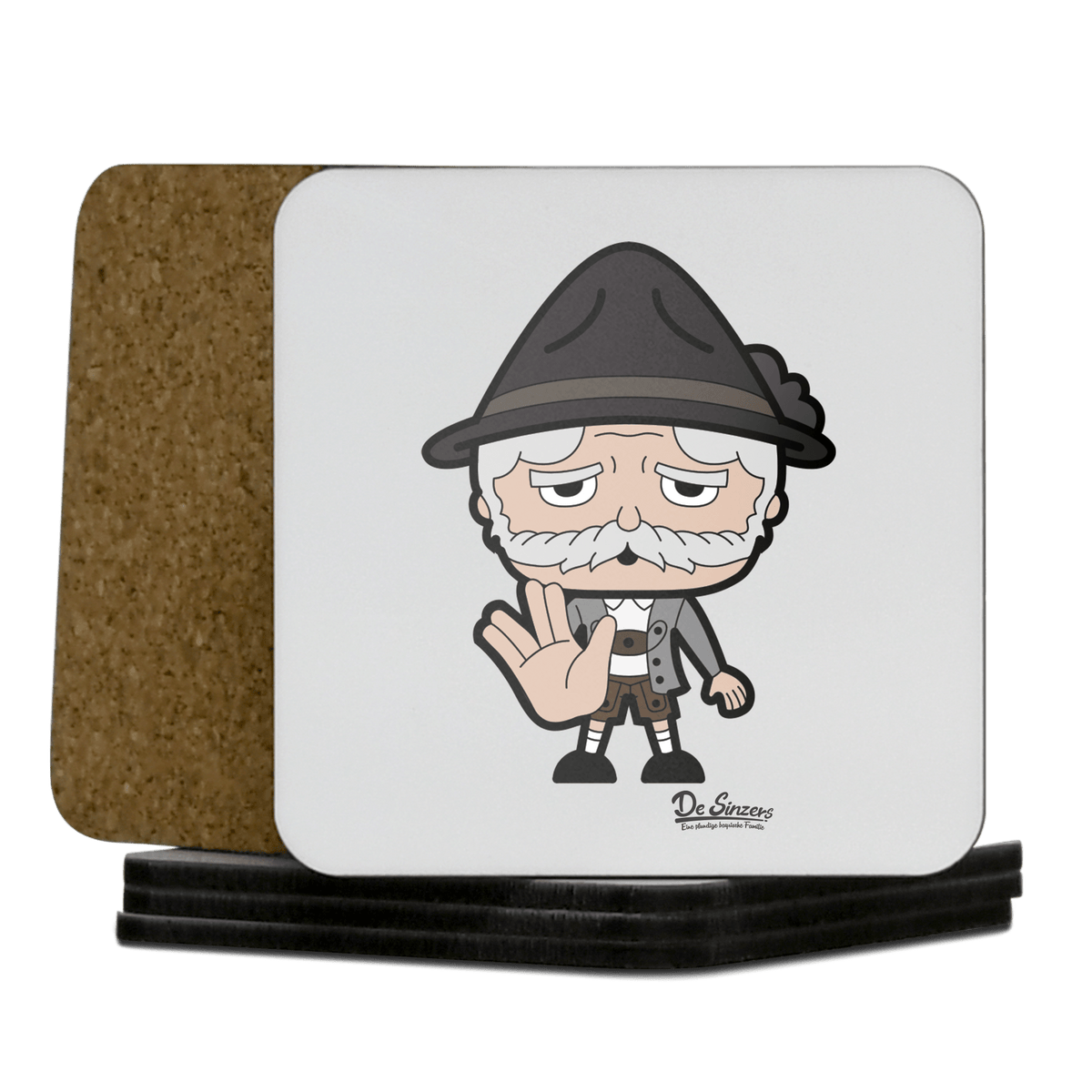 Da Oid Sinzer Star Trek Fingers Korkuntersetzer 5er Set 95 x 95 mm Weiss Karkopf Front