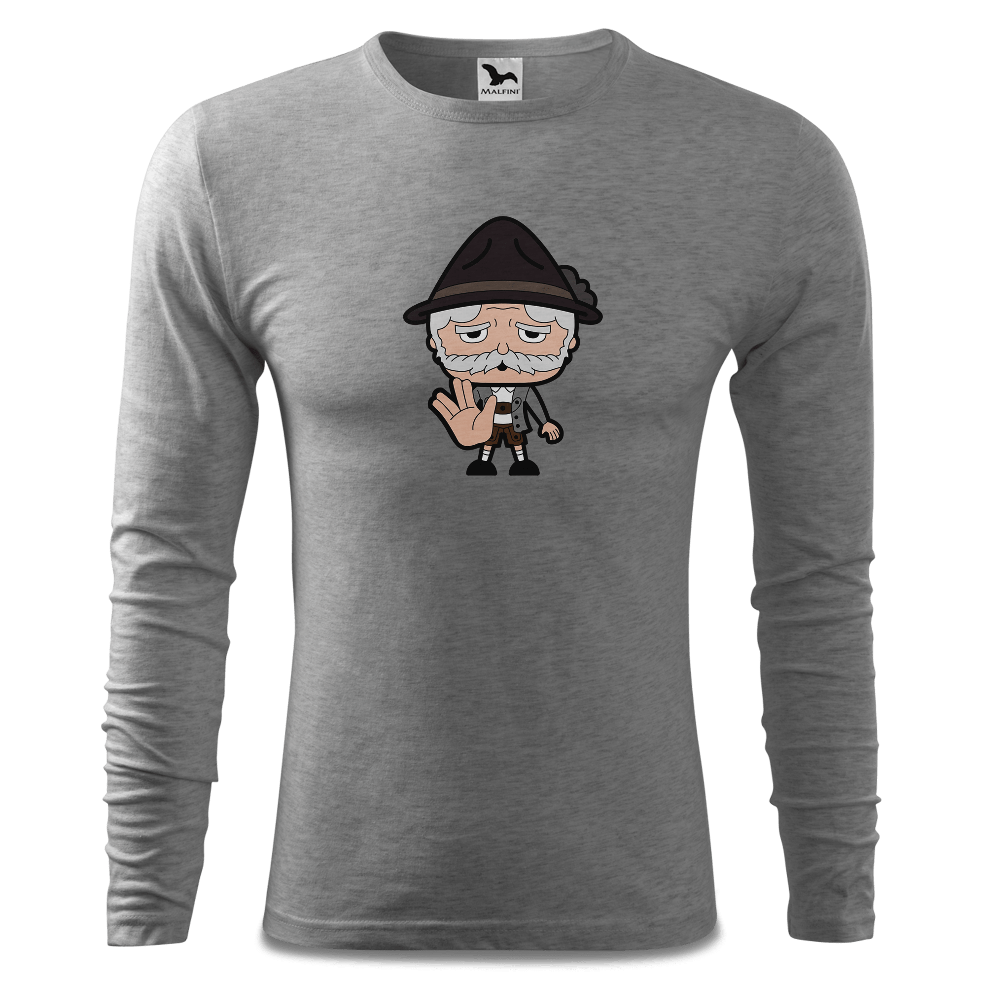 Da Oid Sinzer Star Trek Fingers Longsleeve Fitted Herren Grau Meliert Haiden Front