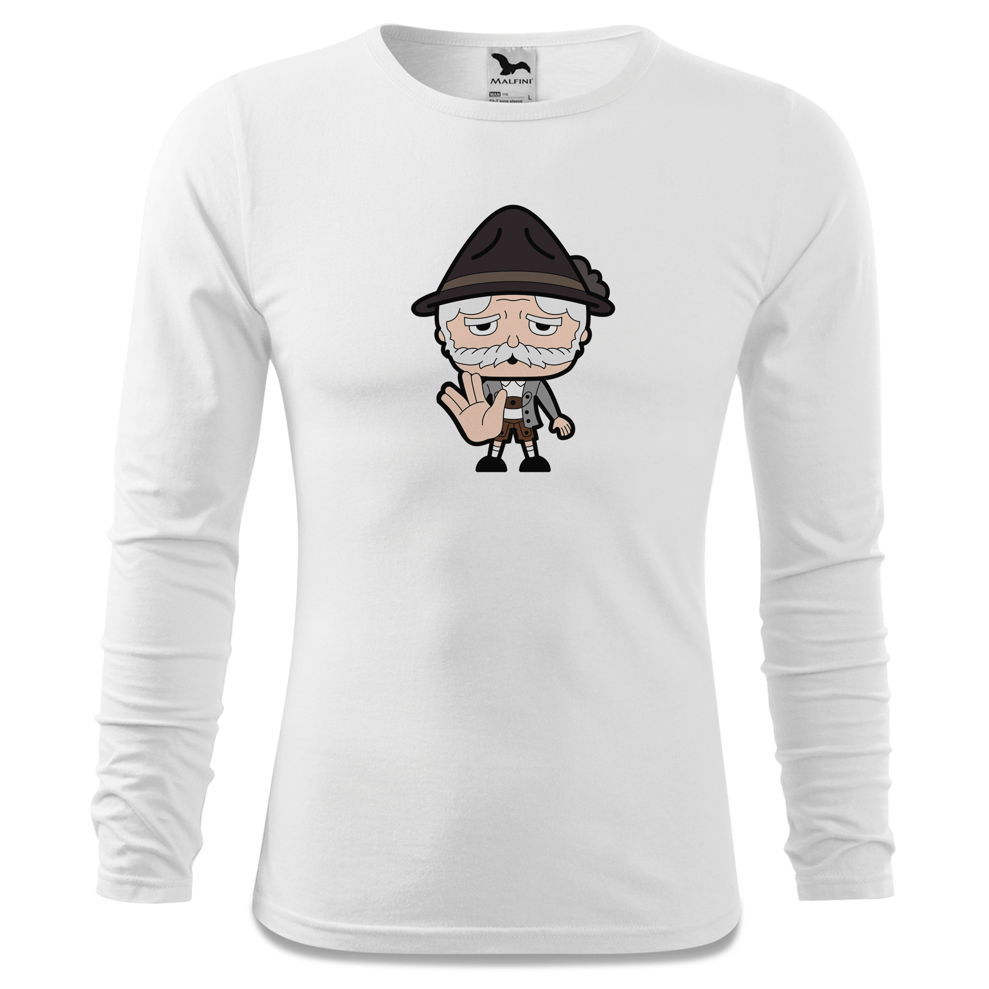 Da Oid Sinzer Star Trek Fingers Longsleeve Fitted Herren Weiss Hoehensteig Front