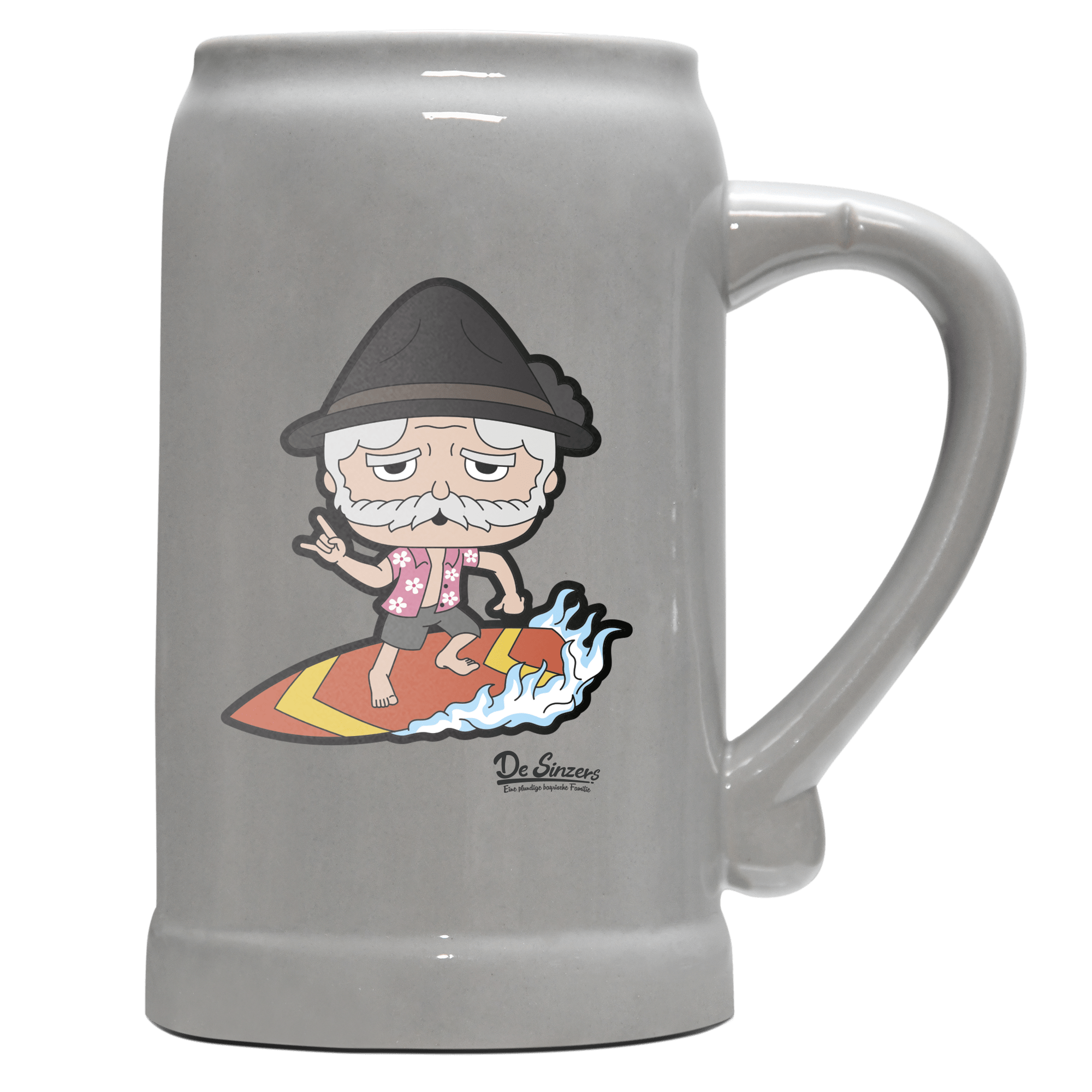Da Oid Sinzer Summer Edition Bierkrug 1000ml Grau Zugspitze Front