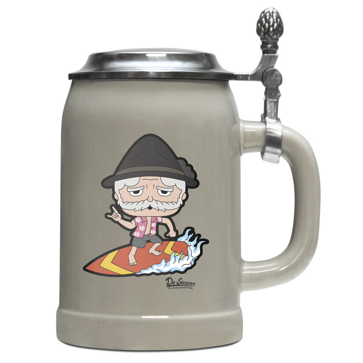 Da Oid Sinzer Summer Edition Bierkrug 500ml Grau mit Deckel Hocheck Front