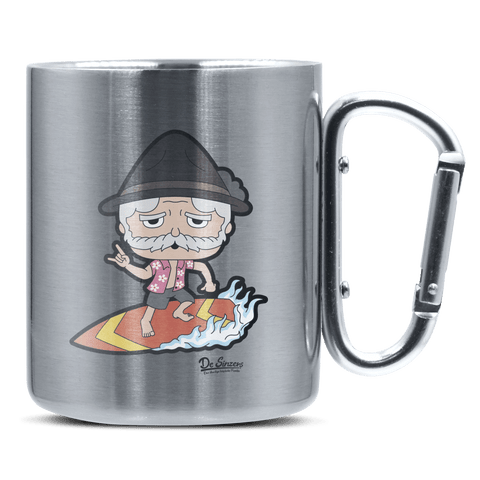 Da Oid Sinzer Summer Edition Edelstahl Kaffeetasse silberer Karabiner 320ml Grosser Traithen Front