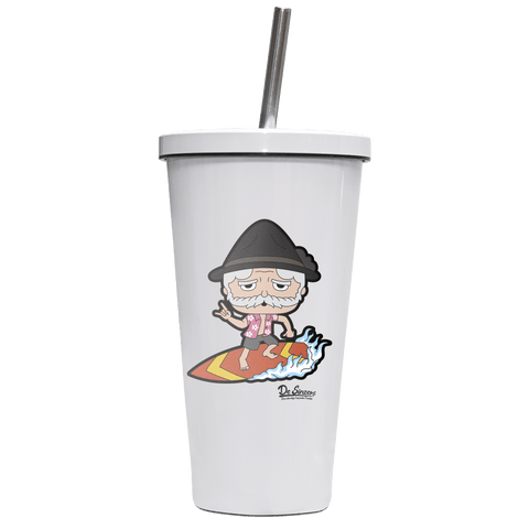 Da Oid Sinzer Summer Edition Edelstahl Trinkbecher mit Strohhalm 480ml Weiss Krottenkopf Front