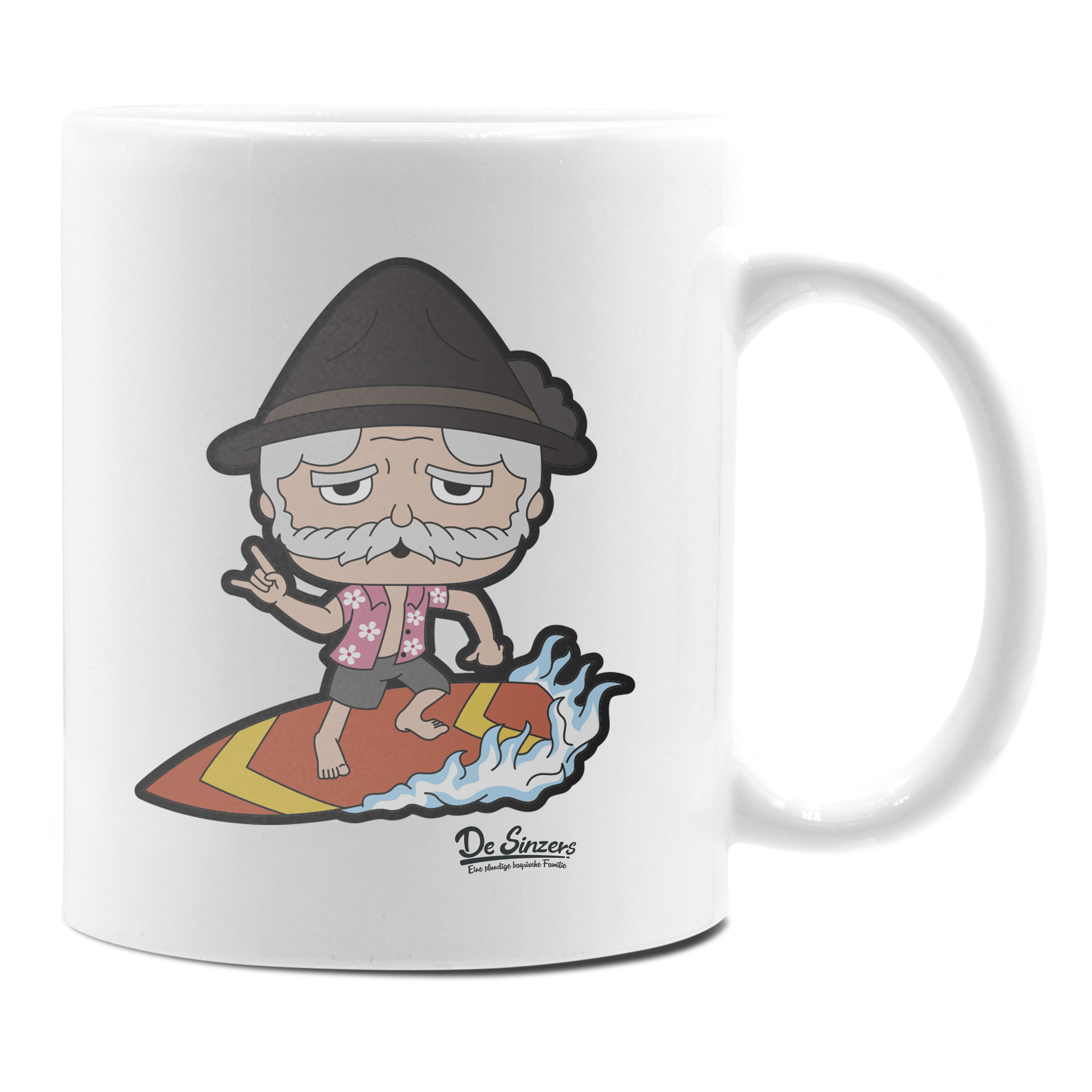 Da Oid Sinzer Summer Edition Keramik Kaffeetasse 330ml Weiss Rampoldplatte Front