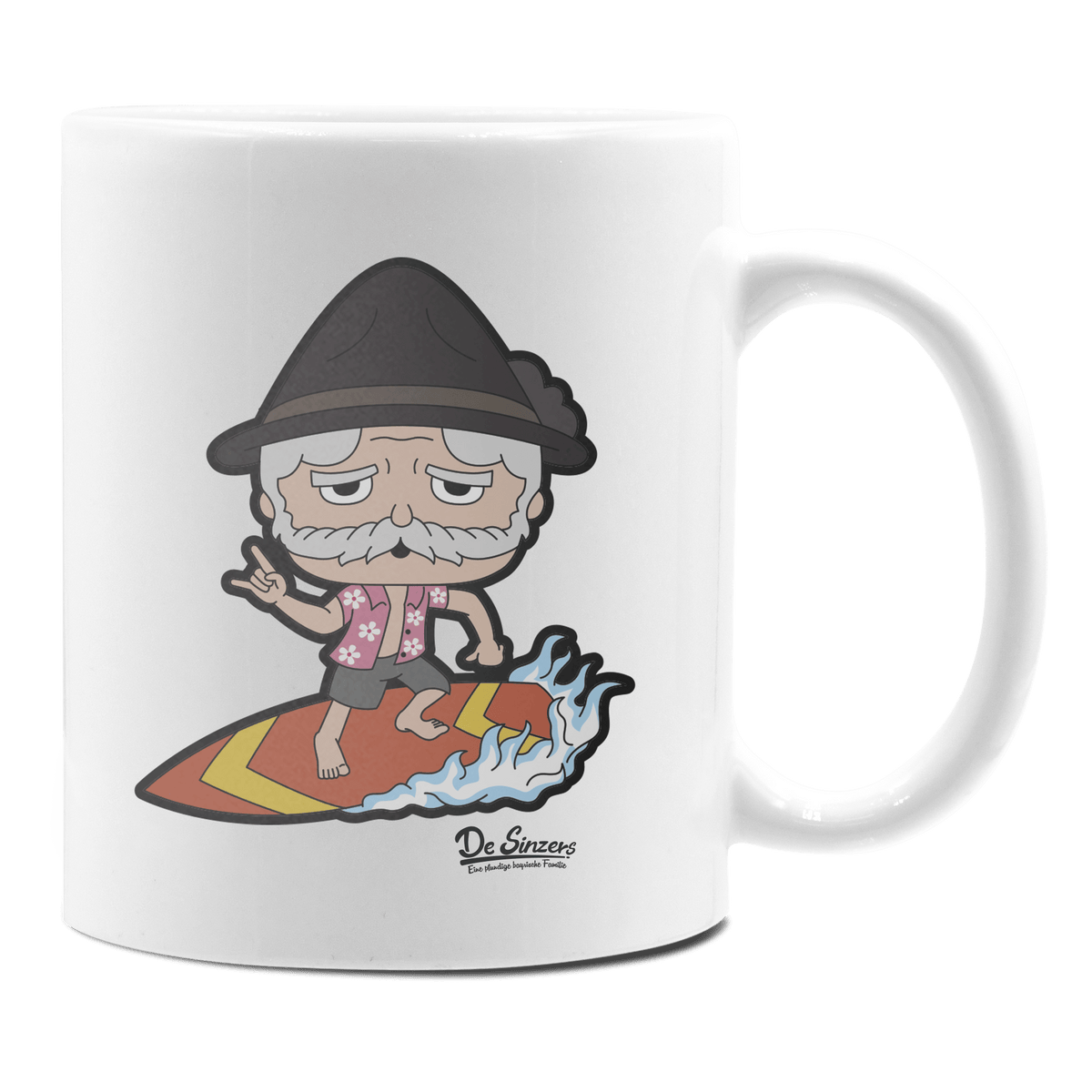 Da Oid Sinzer Summer Edition Keramik Kaffeetasse 330ml Weiss Rampoldplatte Front