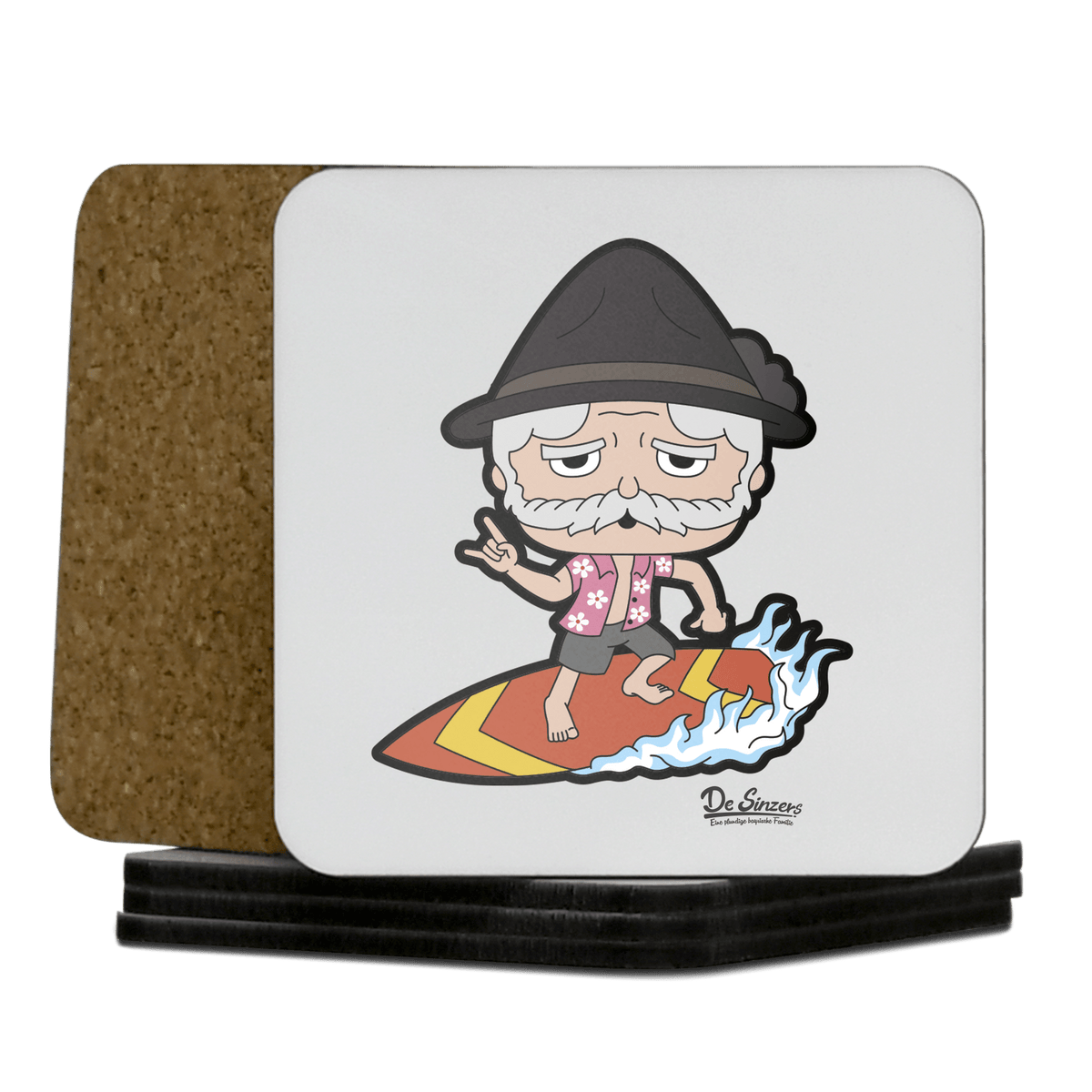 Da Oid Sinzer Summer Edition Korkuntersetzer 5er Set 95 x 95 mm Weiss Karkopf Front