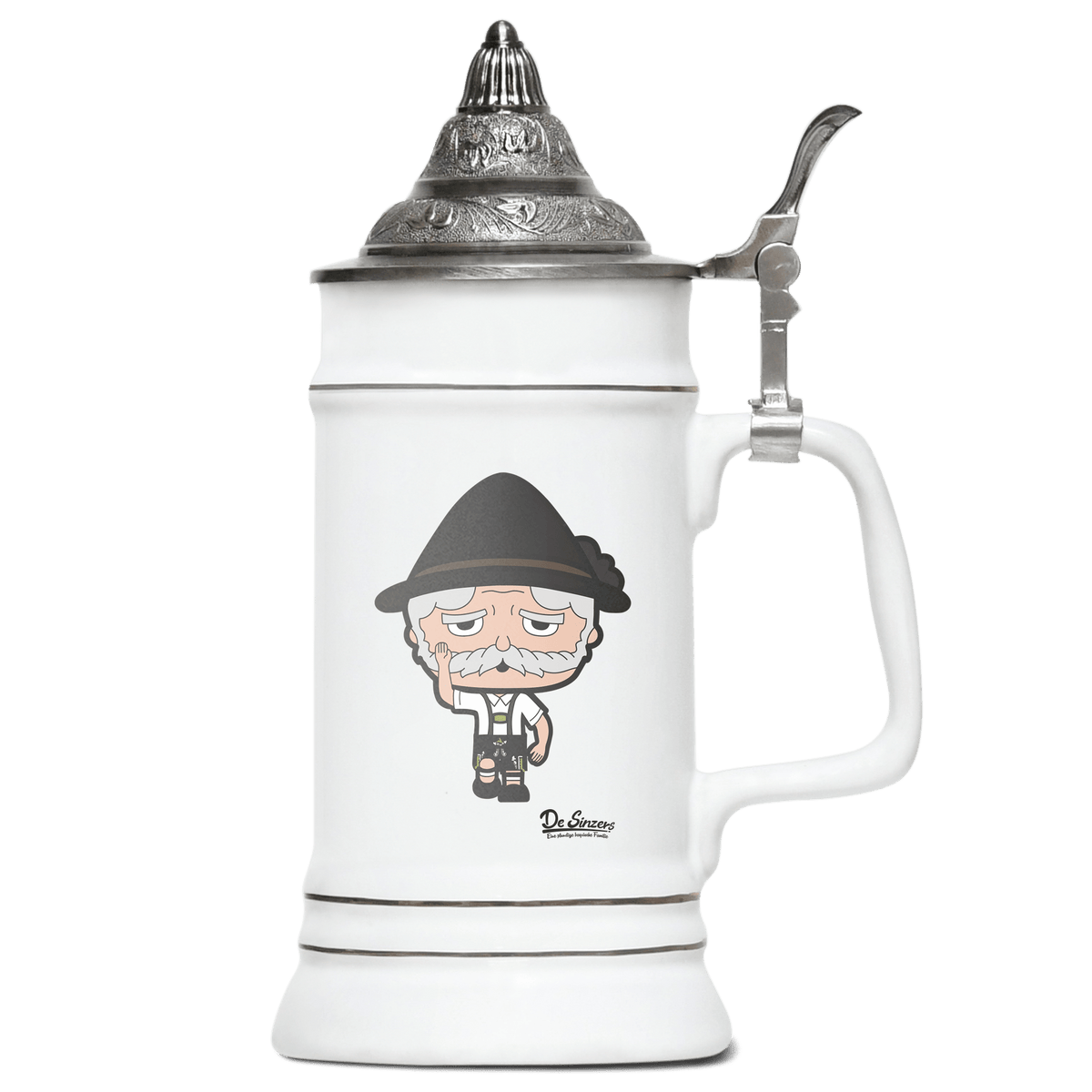 Da Oid Sinzer Trachtenverein Bierkrug 500ml Weiss mit Spitzdeckel Wendelstein Front