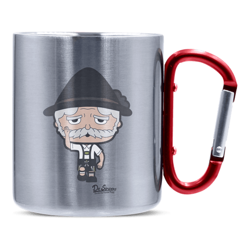 Da Oid Sinzer Trachtenverein Edelstahl Kaffeetasse roter Karabiner 320ml Kitzstein Front