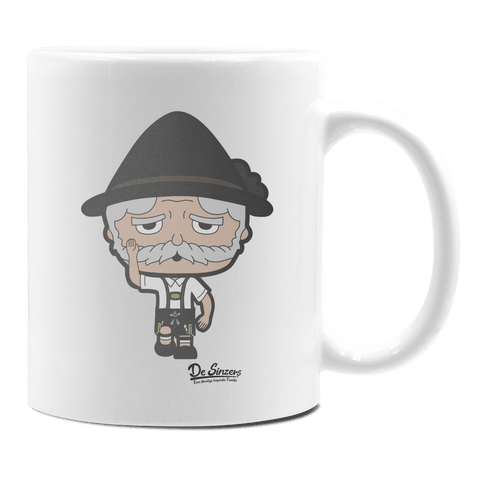 Da Oid Sinzer Trachtenverein Keramik Kaffeetasse 330ml Weiss Rampoldplatte Front