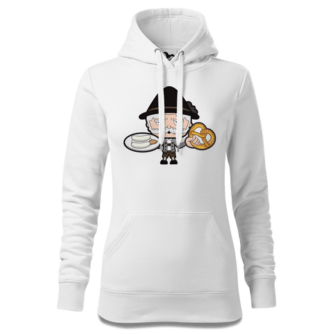 Da Oid Sinzer Weißwurscht und Brezn Sweatshirt Hoody Damen Weiss Eckenholz Front