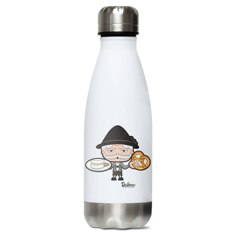 Da Oid Sinzer Weisswurscht und Brezn Edelstahl Thermoflasche 350ml Weiss Silber Kreuzspitze Front