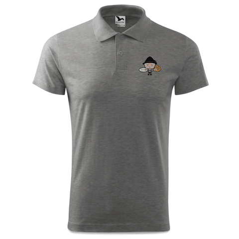 Da Oid Sinzer Weisswurscht und Brezn Polo Shirt Herren Grau Meliert Leiten Front