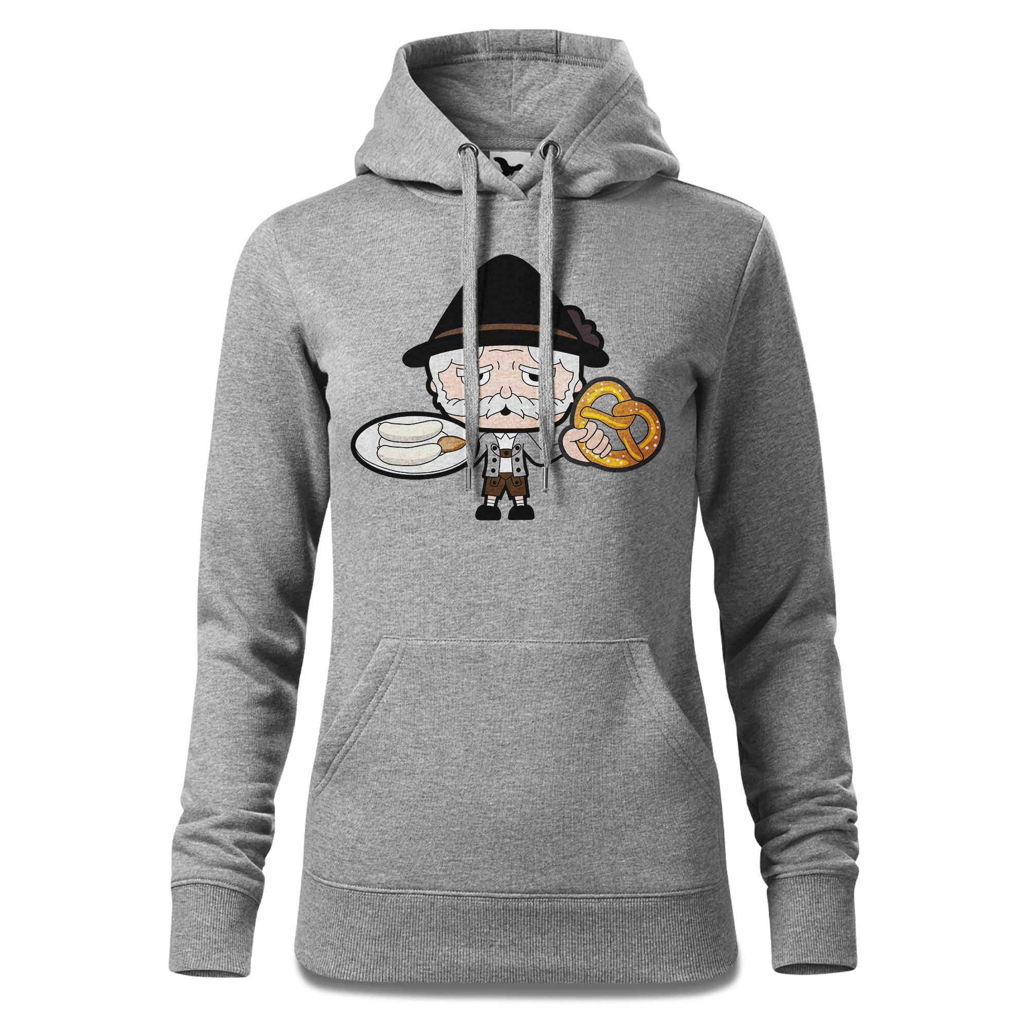 Da Oid Sinzer Weisswurscht und Brezn Sweatshirt Hoody Damen Grau Meliert Kieling Front