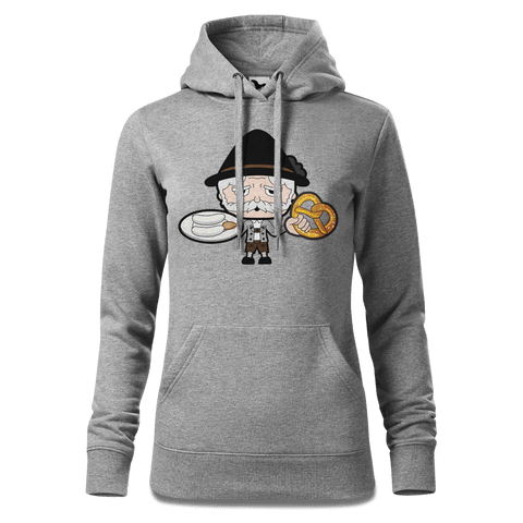 Da Oid Sinzer Weisswurscht und Brezn Sweatshirt Hoody Damen Grau Meliert Kieling Front