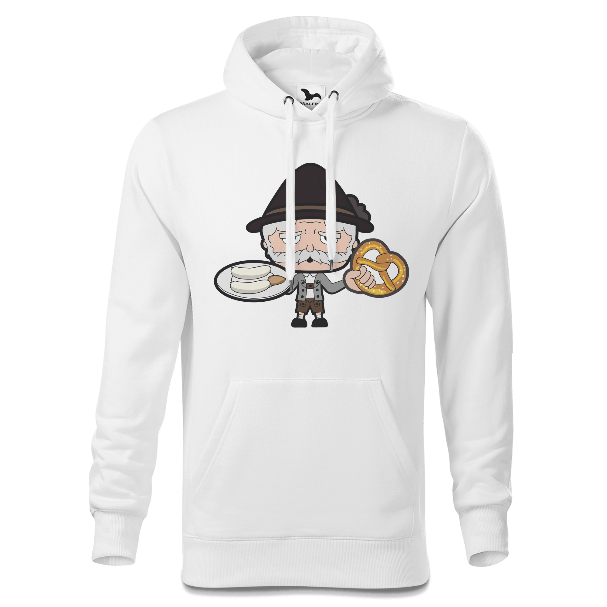 Da Oid Sinzer Weisswurscht und Brezn Sweatshirt Hoody Herren Weiss Reikering Front