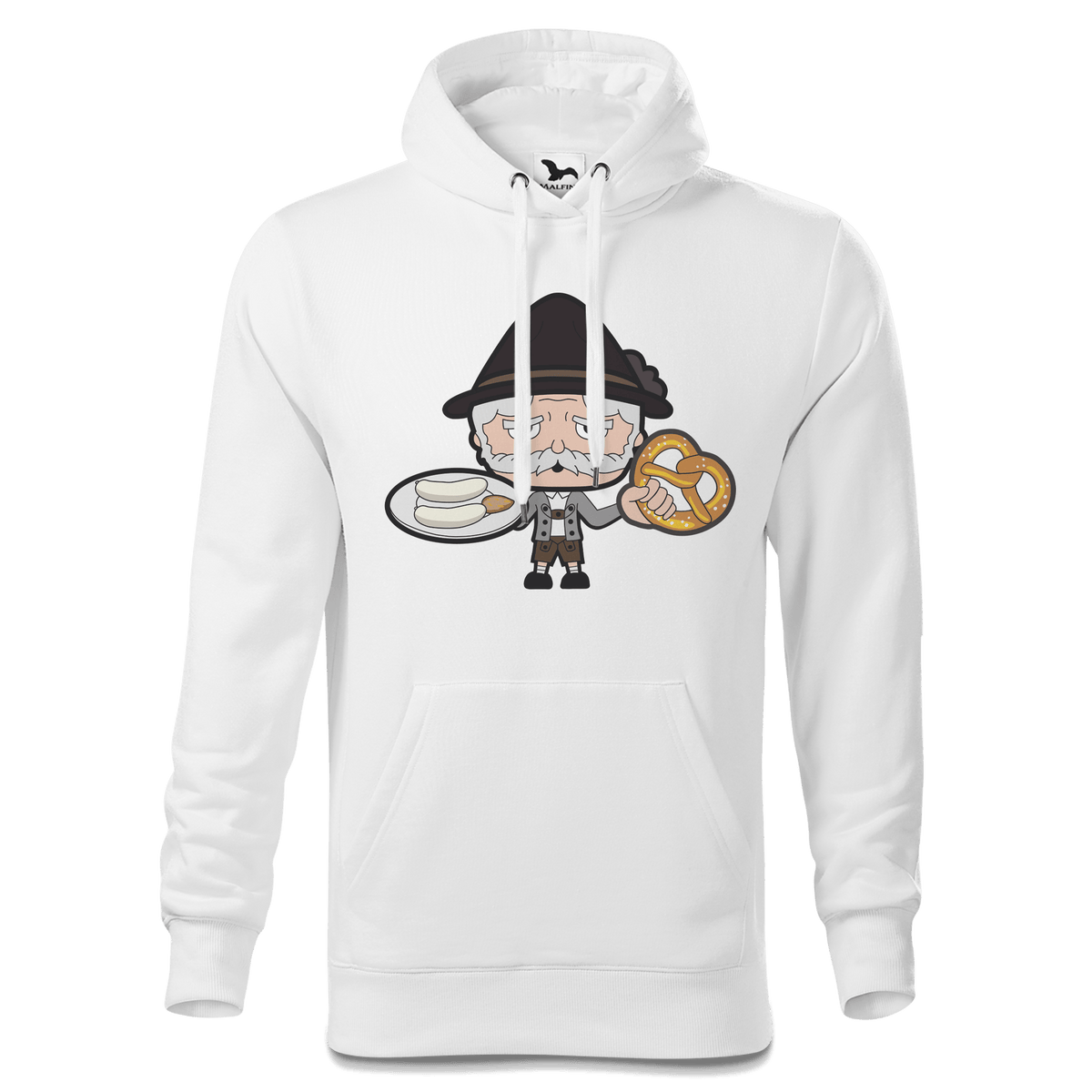 Da Oid Sinzer Weisswurscht und Brezn Sweatshirt Hoody Herren Weiss Reikering Front