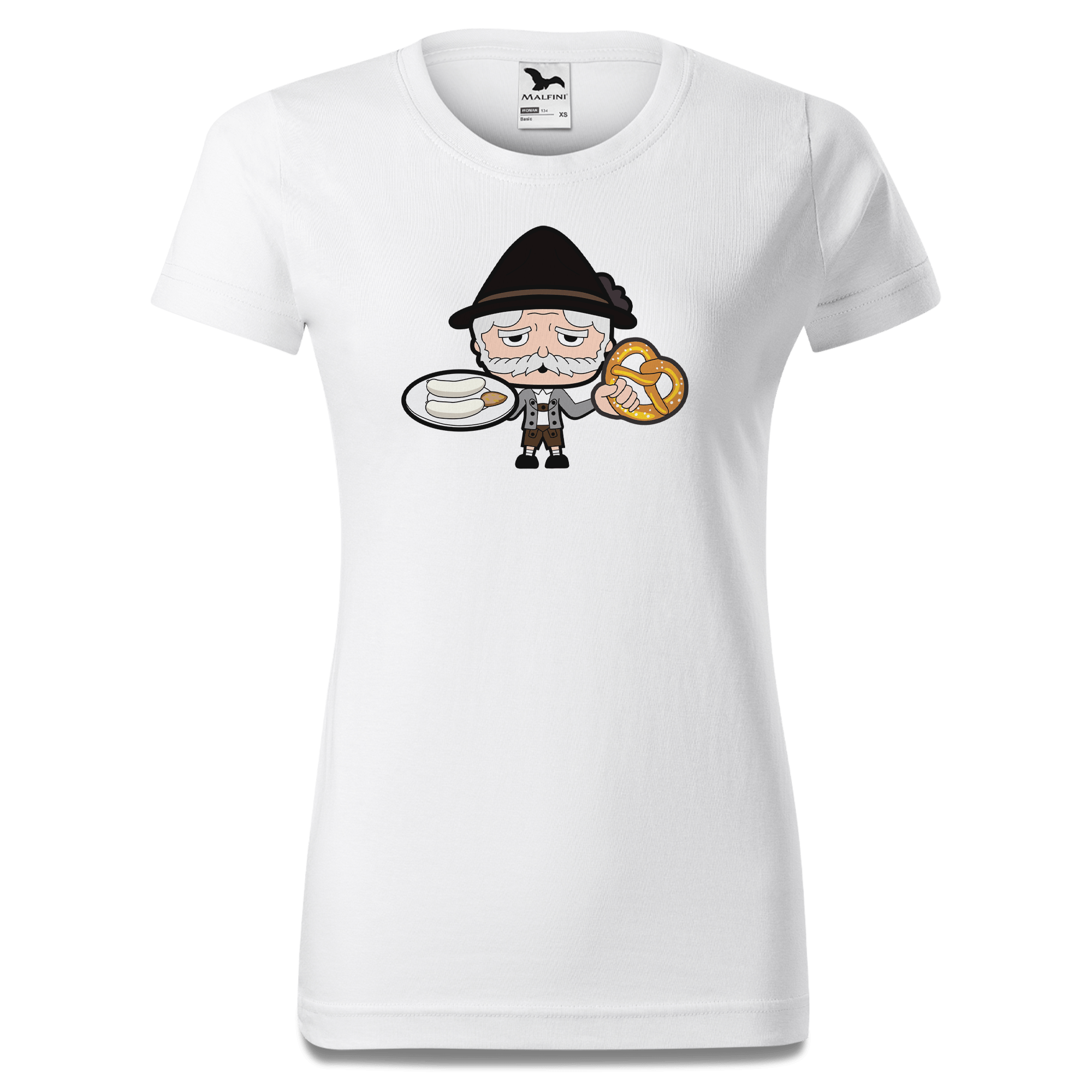 Da Oid Sinzer Weisswurscht und Brezn T Shirt Damen Weiss Gehering Front