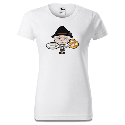 Da Oid Sinzer Weisswurscht und Brezn T Shirt Damen Weiss Gehering Front
