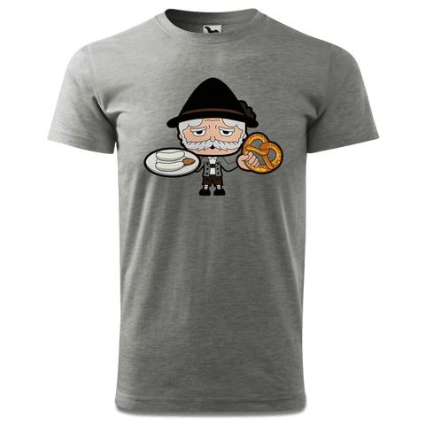 Da Oid Sinzer Weisswurscht und Brezn T Shirt Herren Grau Meliert Hofau Front