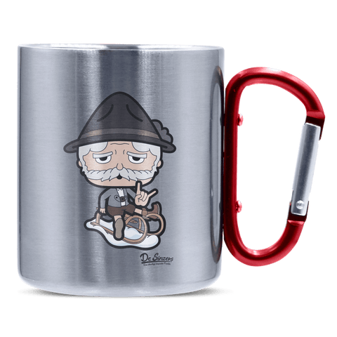 Da Oid Sinzer Winter Edition Edelstahl Kaffeetasse roter Karabiner 320ml Kitzstein Front
