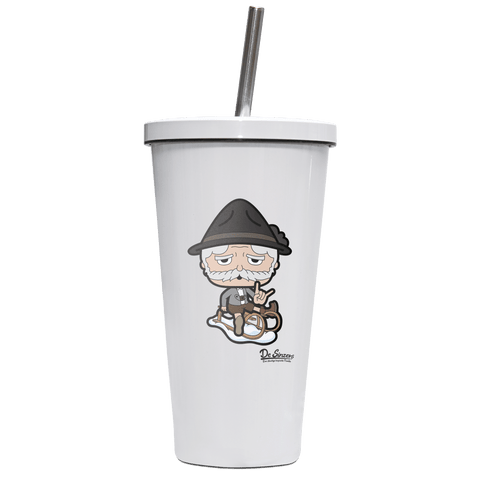 Da Oid Sinzer Winter Edition Edelstahl Trinkbecher mit Strohhalm 480ml Weiss Krottenkopf Front