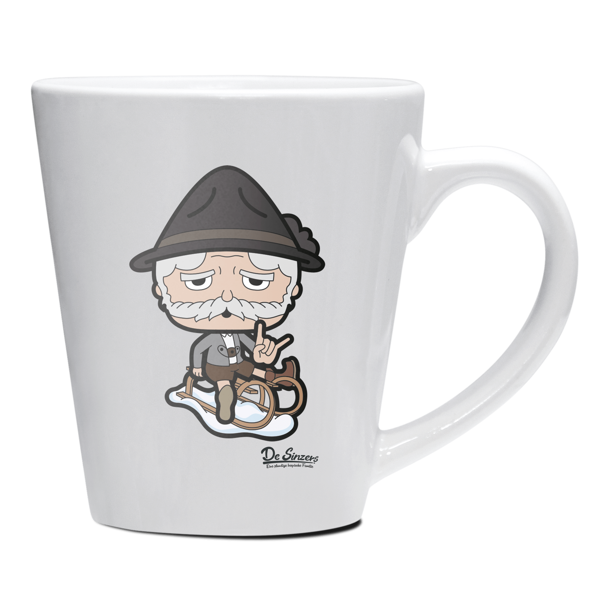 Da Oid Sinzer Winter Edition Keramik Kaffeetasse 200ml Weiss Herzogstand Front