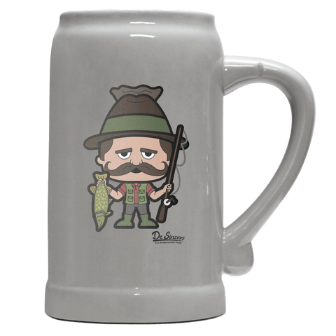 Da Sinzer Angler Bierkrug 1000ml Grau Zugspitze Front