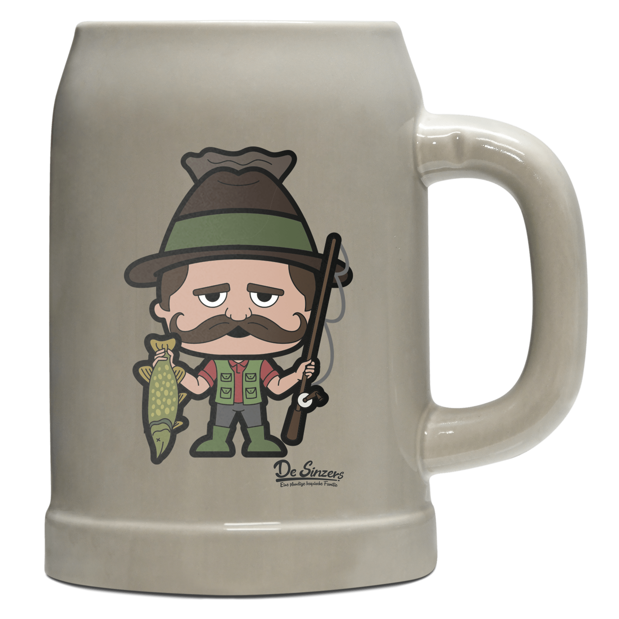 Da Sinzer Angler Bierkrug 500ml Grau Watzmann Front