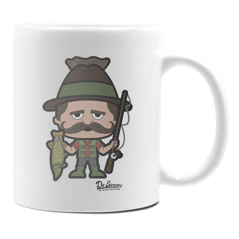 Da Sinzer Angler Keramik Kaffeetasse 330ml Weiss Rampoldplatte Front