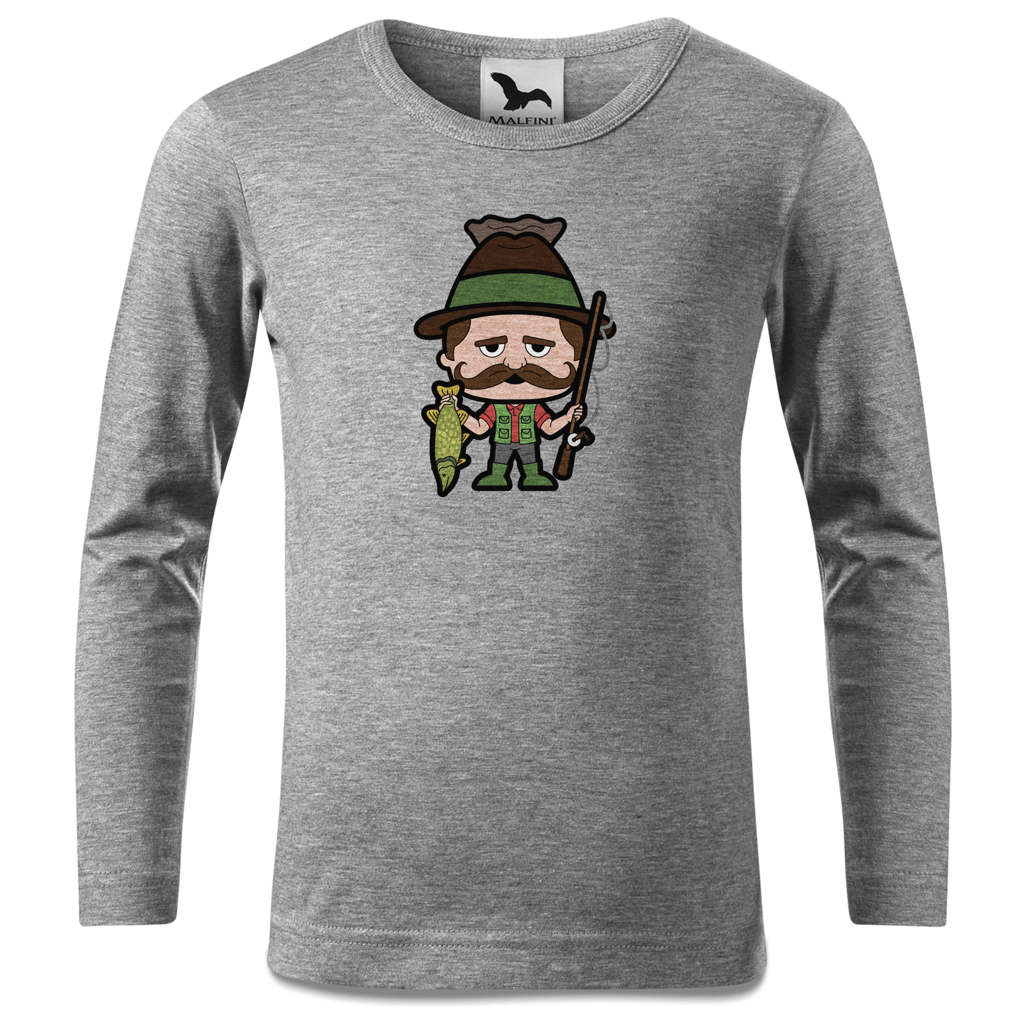 Da Sinzer Angler Longsleeve Kinder Grau Meliert Waldering Front