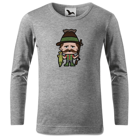 Da Sinzer Angler Longsleeve Kinder Grau Meliert Waldering Front