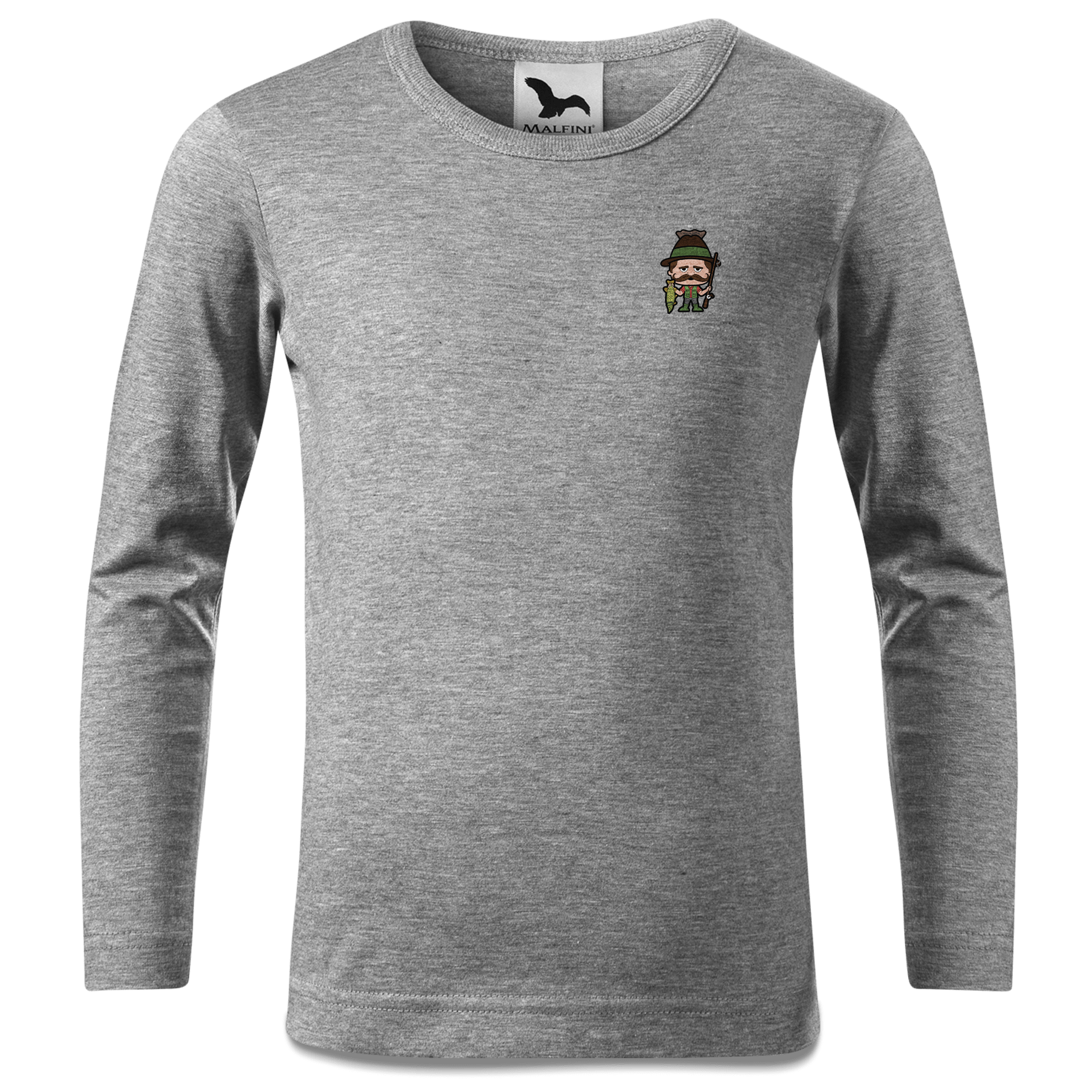 Da Sinzer Angler Longsleeve Kinder Grau Meliert Weinberg Front