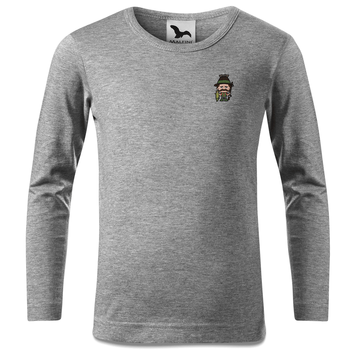 Da Sinzer Angler Longsleeve Kinder Grau Meliert Weinberg Front