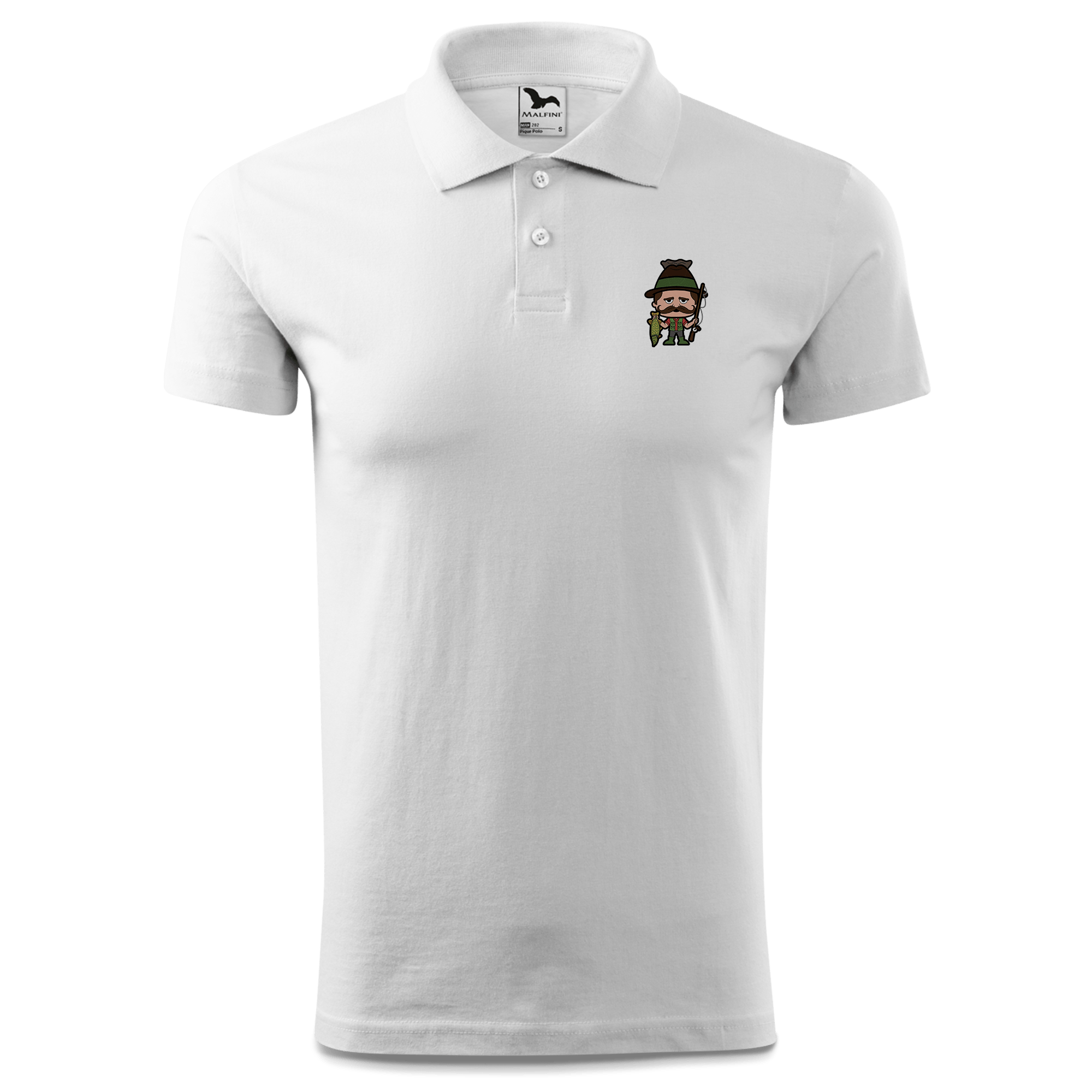 Da Sinzer Angler Polo Shirt Herren Weiss Murnau Front