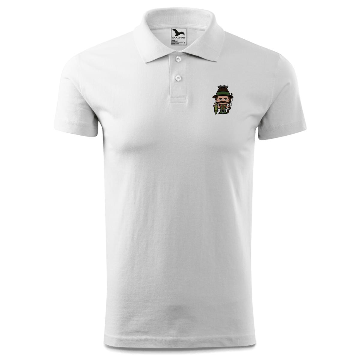 Da Sinzer Angler Polo Shirt Herren Weiss Murnau Front