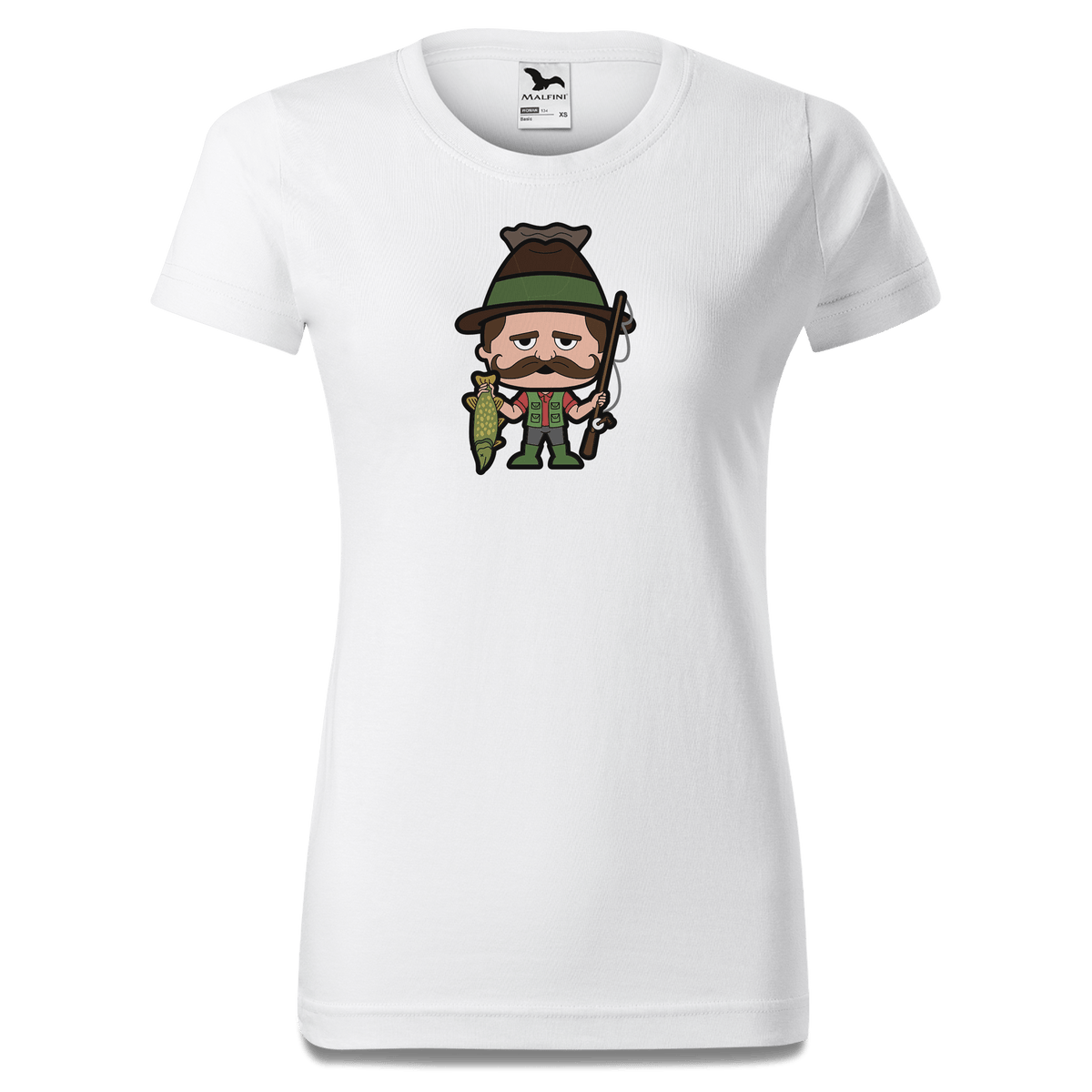 Da Sinzer Angler T Shirt Damen Weiss Gehering Front