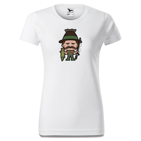 Da Sinzer Angler T Shirt Damen Weiss Gehering Front