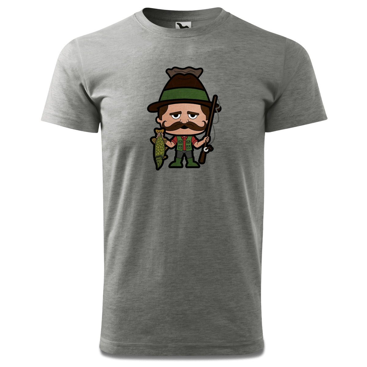 Da Sinzer Angler T Shirt Herren Grau Meliert Hofau Front
