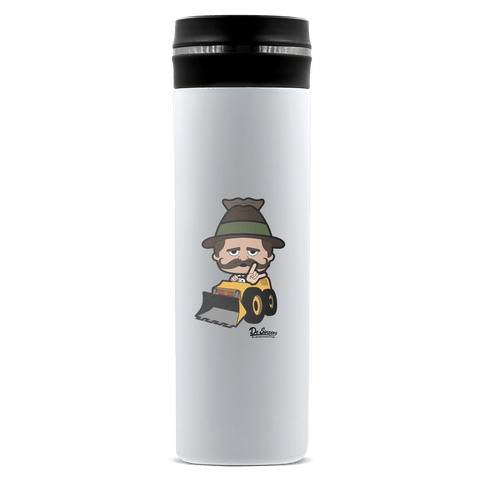 Da Sinzer Baggerfahrer Edelstahl Thermoflasche 450ml Weiss Geigelstein Front